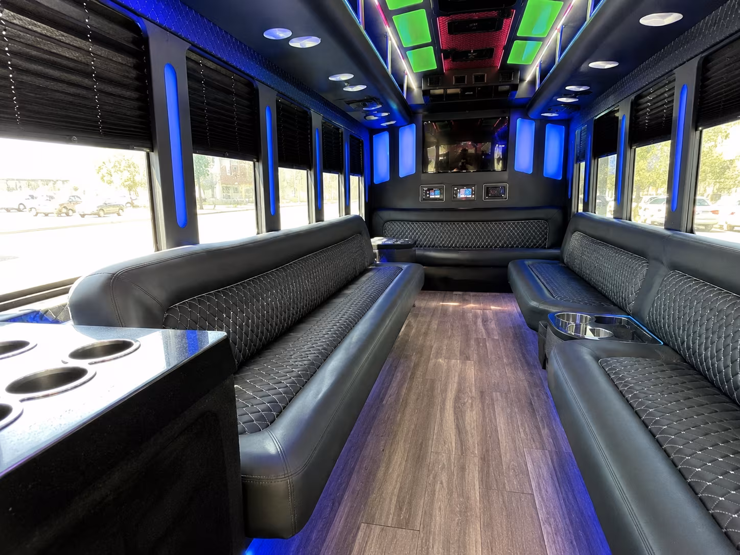 brooklyn park 15 passenger party bus inside