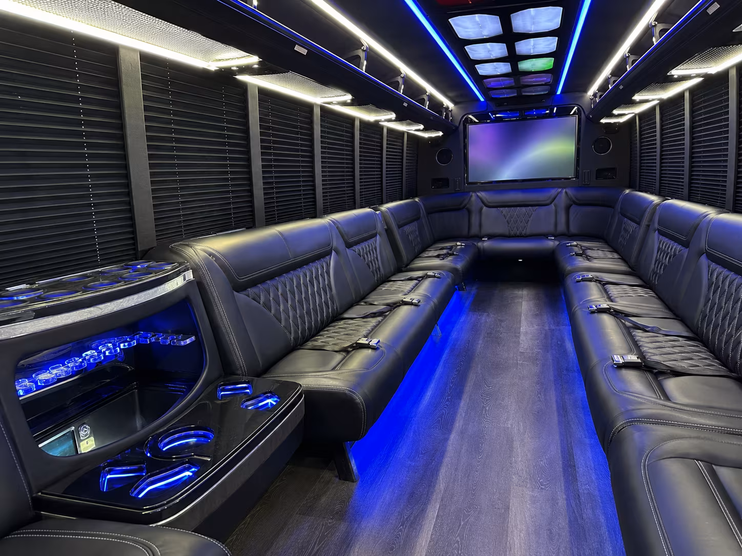brooklyn park 20 passenger party bus inside