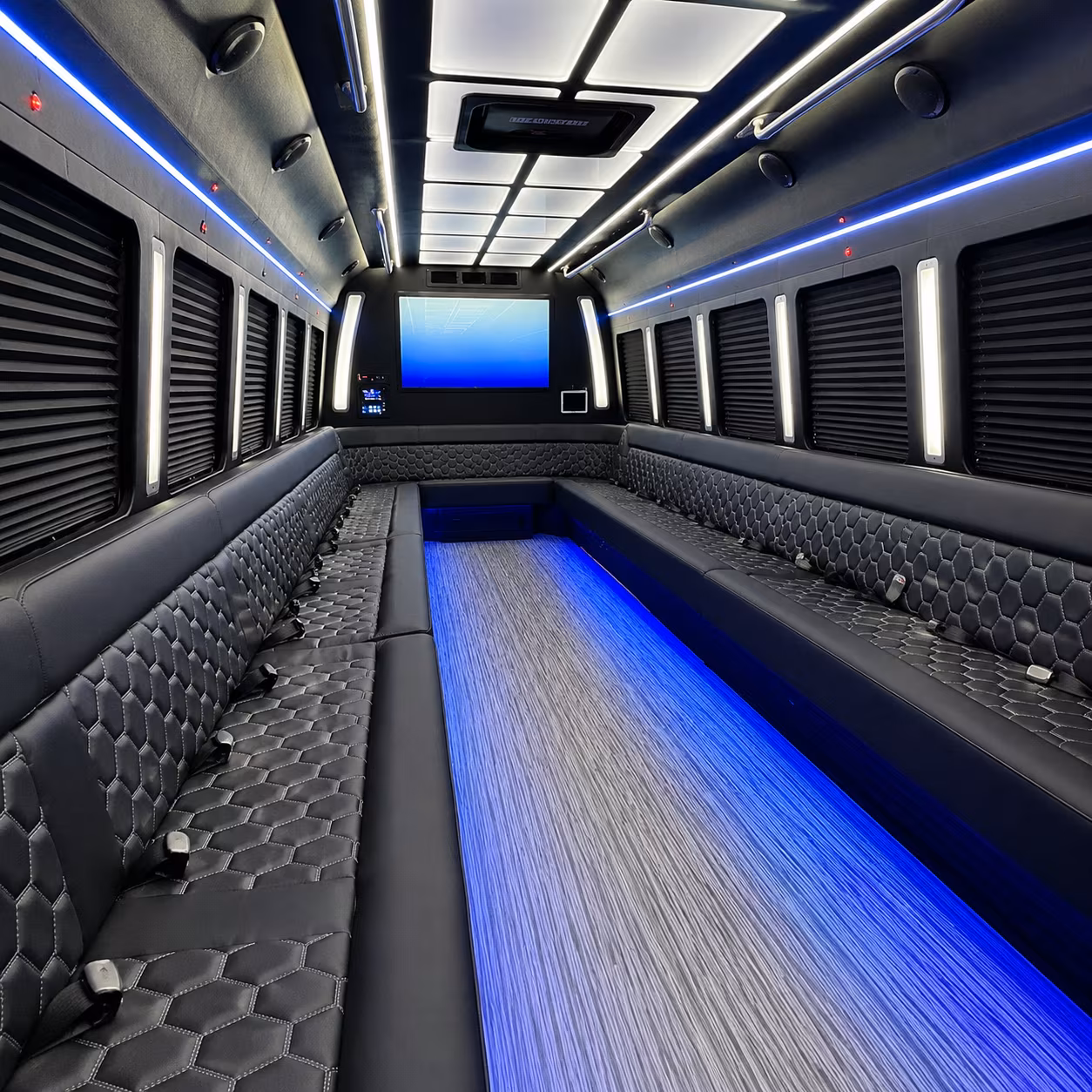 brooklyn park 50 passenger party bus inside